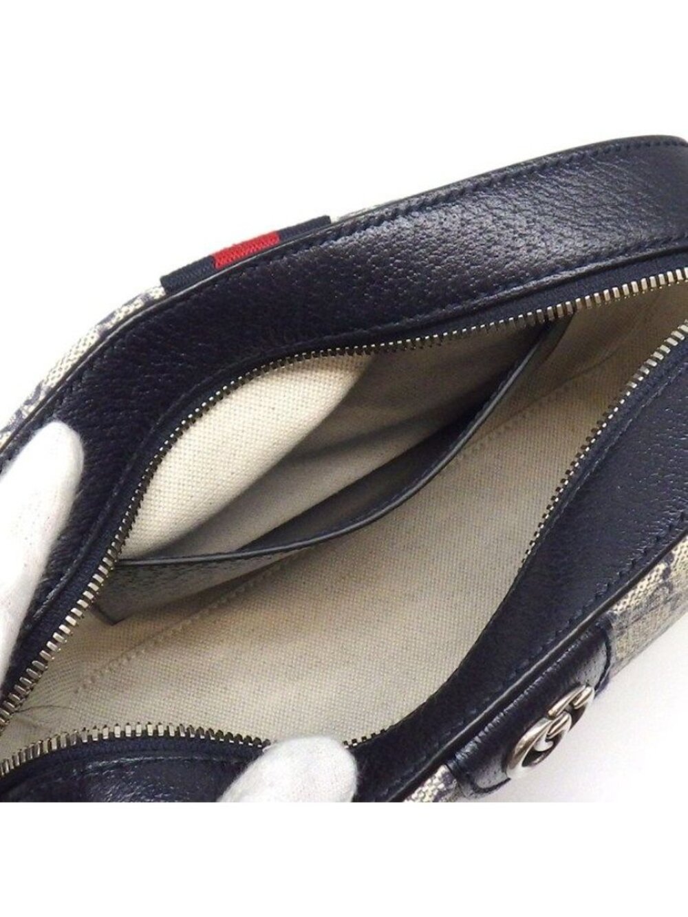 Gucci Shoulder Bag Ophidia Cross Beige Blue GG Supreme Canvas Leather - Picture 6 of 10
